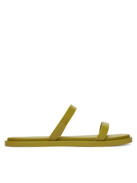 Calvin Klein Чехли Double Bar Slide Jelly зелен