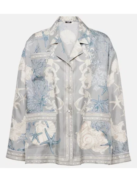 Cămașă Versace de mătase albastru