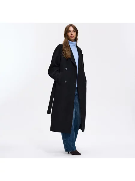 Reserved Dvouřadý kabát oversized černý