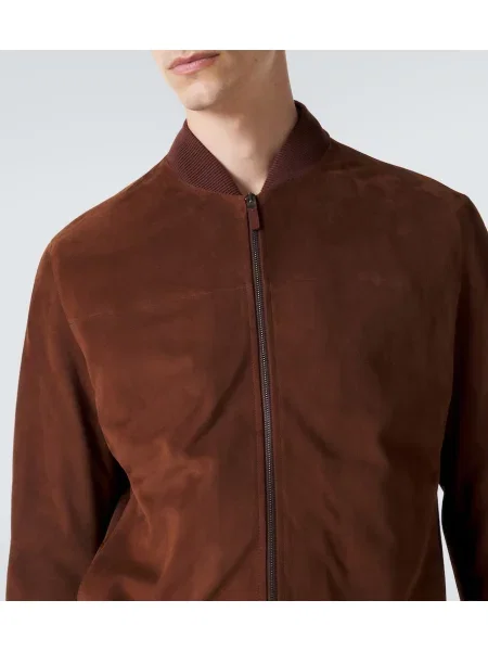 Semišový bomber bunda Zegna hnedá