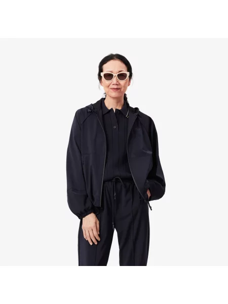 Lacoste Kurtka Przeciwdeszczowa Z Kapturem Relaxed Fit granatowa