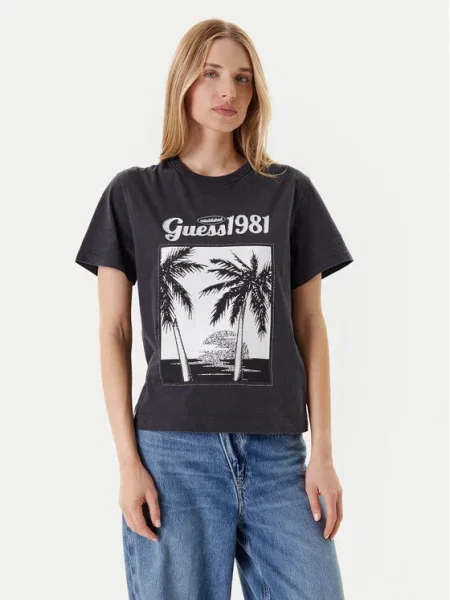 Guess Tricou Gri alb