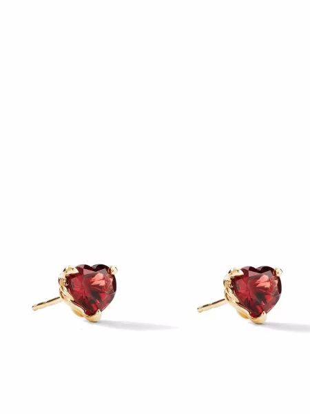 Cercei David Yurman cu garnet cu motiv cu inimi galben