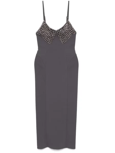 Rochie midi The Attico de cristal până la genunchi de costum gri