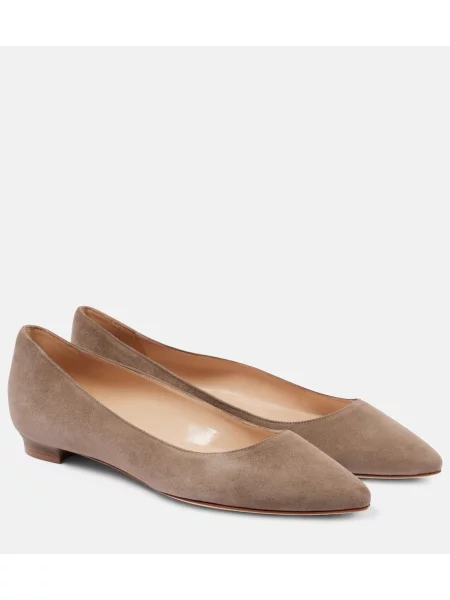Balerini Manolo Blahnik din piele de căprioară bej