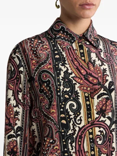 Cămașă Etro de mătase cu model paisley roșu