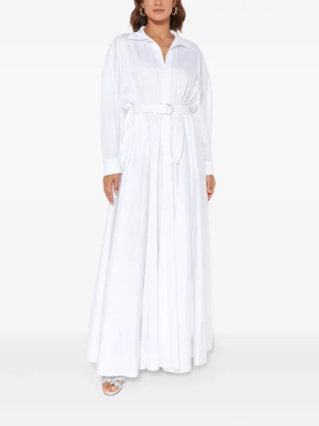 Rochie tip cămașă Norma Kamali de costum alb