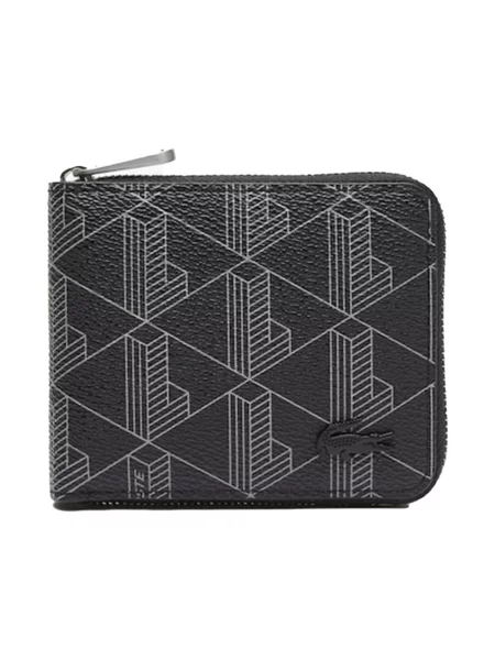 Lniany portfel Lacoste czarny