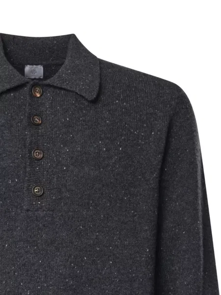 Tricou polo Eleventy de lână gri