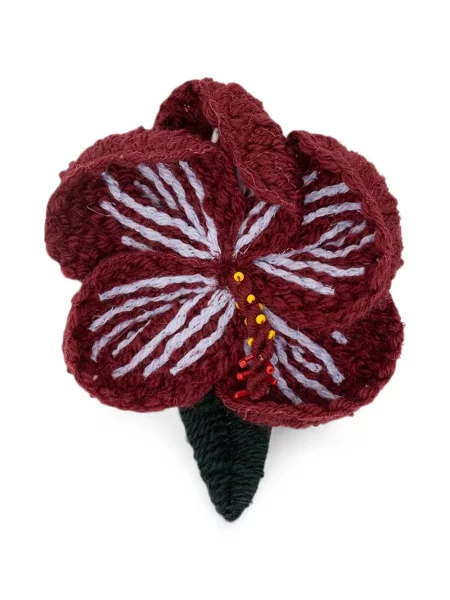 Brosa Alanui cu model floral tricotate roșu