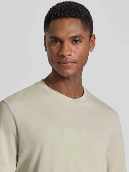 T-shirt o kroju regular fit z czystej bawełny model TE_LOGO' Boss Orange beżowa