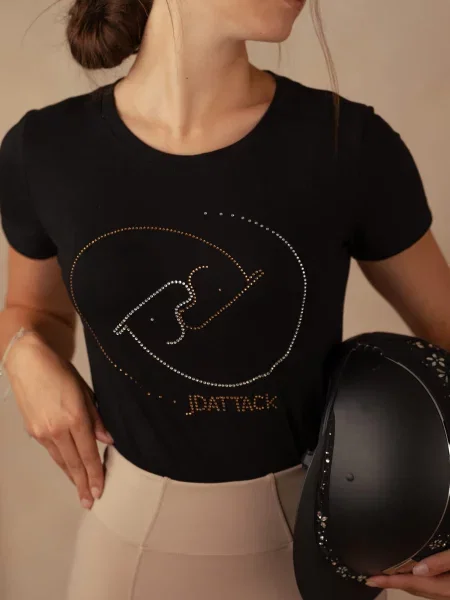 T-shirt z motywem koni JD ATTACK Yin Yang czarna