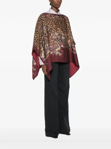 Poncho Etro cu model floral cu imagine maro