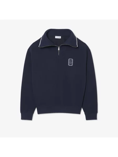 Lacoste Bluza Na Ze Stójką I Naszywką Luźny Krój granatowa