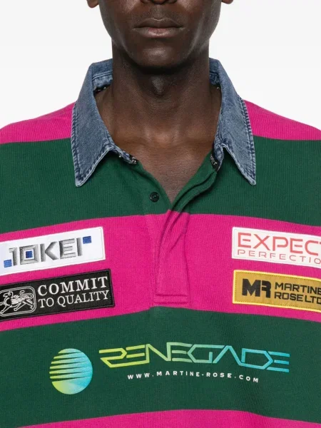 Поло тениска Martine Rose на райета зелено