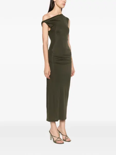 Rochie midi Patrizia Pepe asimetrică drapată verde
