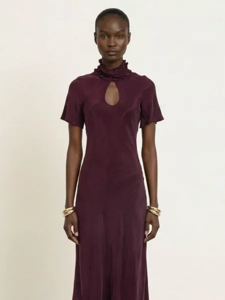 Claudie Pierlot Sukienka Z Falbankami lila fioletowa