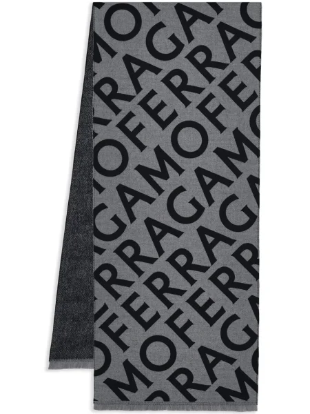 Fular Ferragamo cu autograf gri
