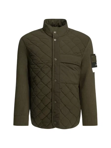 Matlasat geacă Stone Island cu strasuri verde
