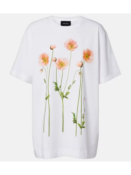 Tricou Simone Rocha cu model floral din jerseu alb