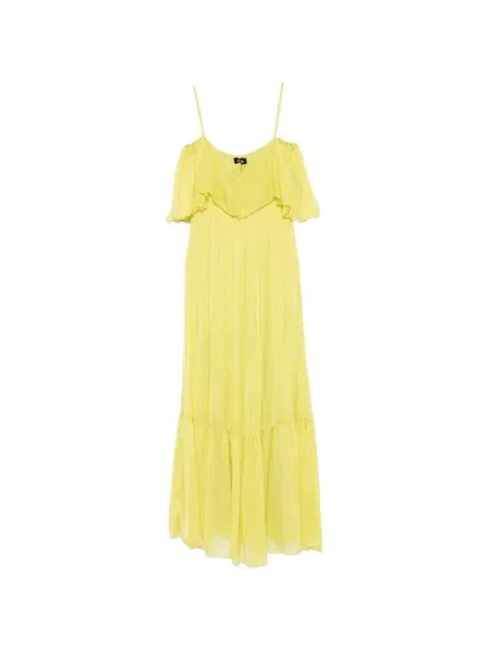 Rochie maxi Dixie cu volane verde