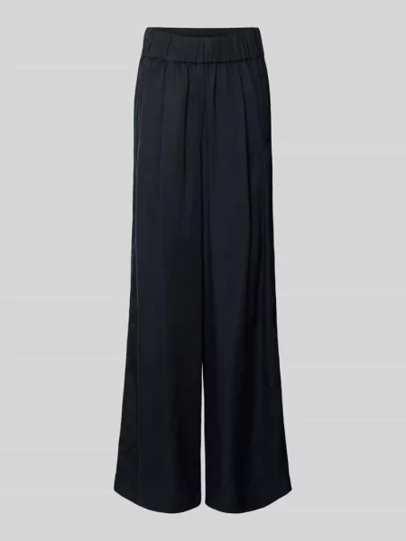 Szerokie spodnie materiałowe z elastycznym pasem Lanius granatowe