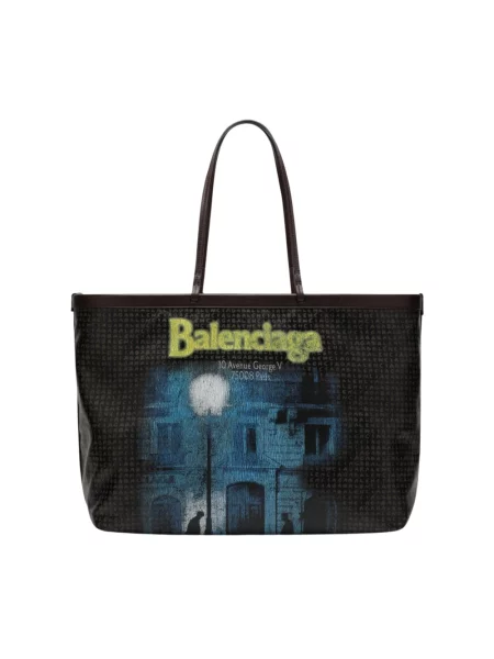 Lniana torebka Balenciaga czarna
