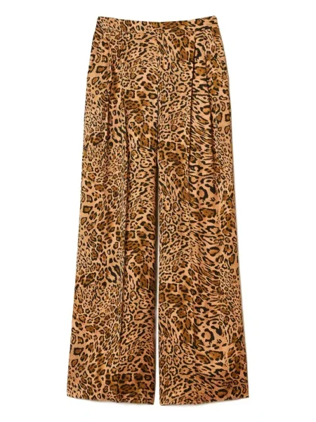 Pantaloni Twinset cu imagine cu model leopard plisate maro