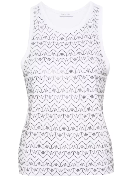 Kryształ górski podkoszulka Patrizia Pepe z dżerseju biała