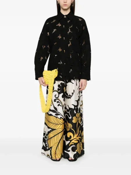 Cămașă Genny cu broderie cu model floral negru