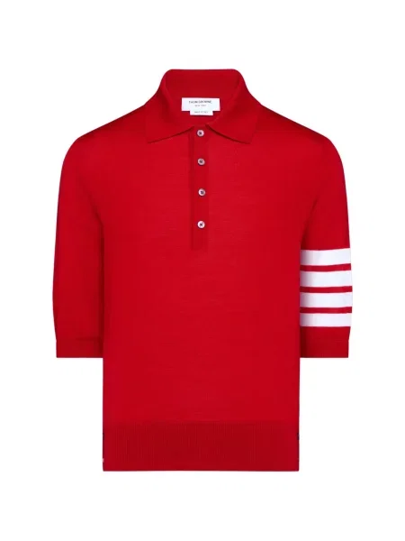 Tricou polo Thom Browne din lână merinos roșu