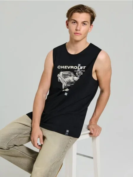 Sinsay Koszulka z nadrukiem Chevrolet Camaro czarny