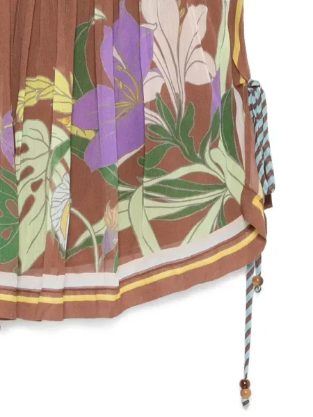 Top Alemais cu model floral cu imagine maro