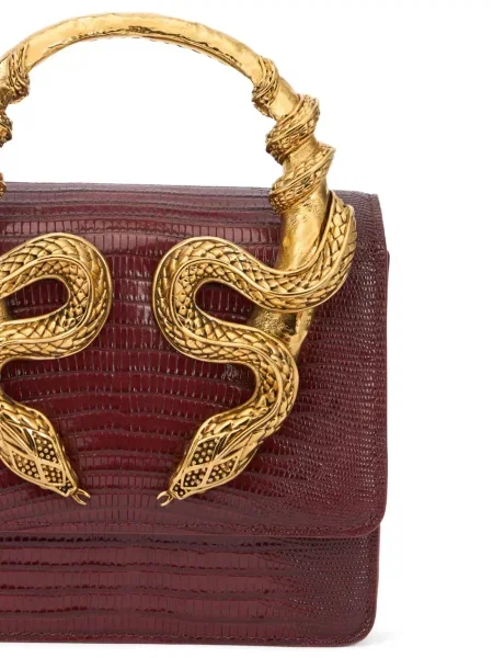 Geantă Roberto Cavalli cu model piele de șarpe roșu