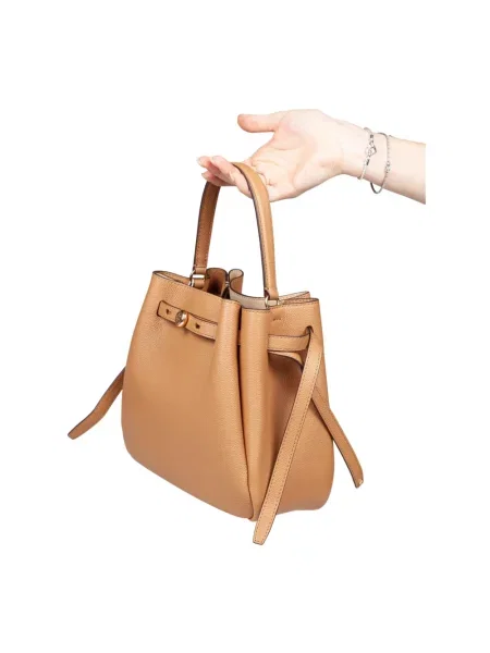 Kapelusz Tory Burch skórzany beżowy