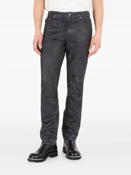 Květinové džíny Roberto Cavalli černé