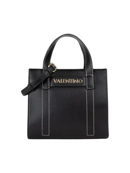 Lniana torebka Valentino Bags czarna