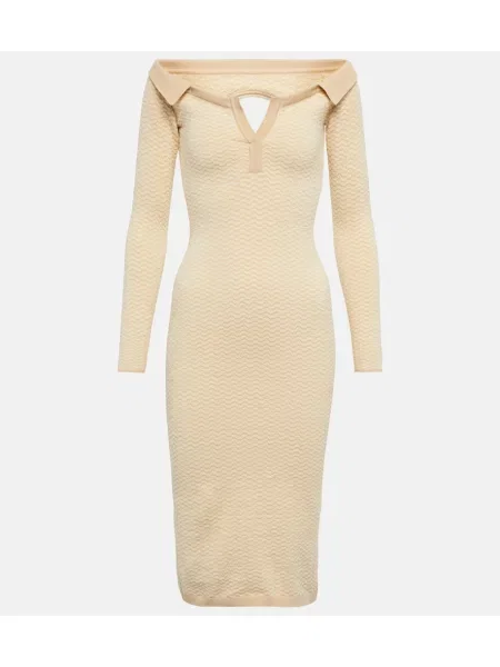 Sukienka midi Jacquemus do kolan garniturowa beżowa