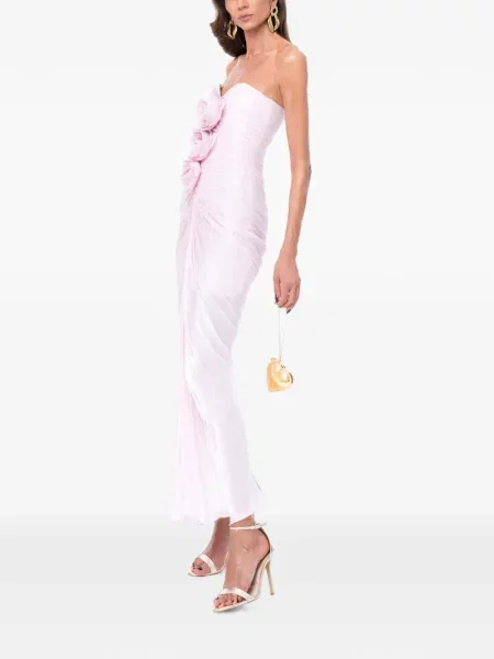 Rochie maxi Ana Radu cu model floral cu volane roz