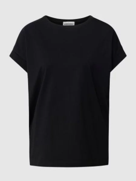 T-shirt z prążkowanym okrągłym dekoltem model ‘IDAARA’ Armedangels czarna