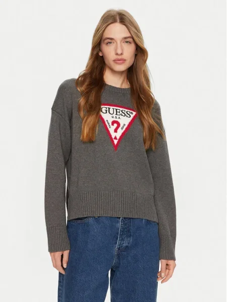 Пуловер Guess Jeans от лека материя сиво