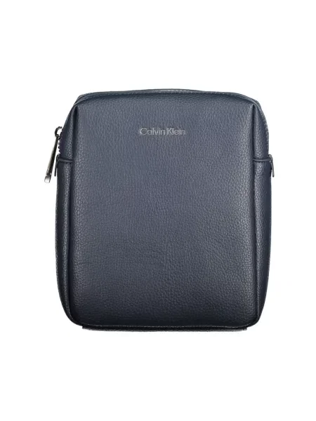 Lniana torba na ramię Calvin Klein niebieska