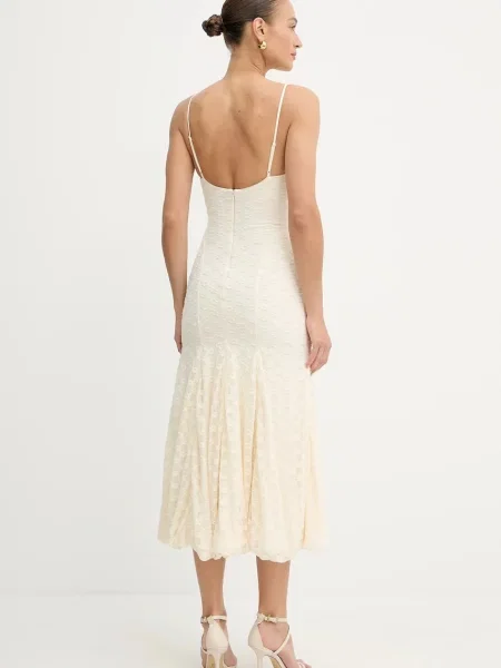 Bardot rochie maxi mulata bej
