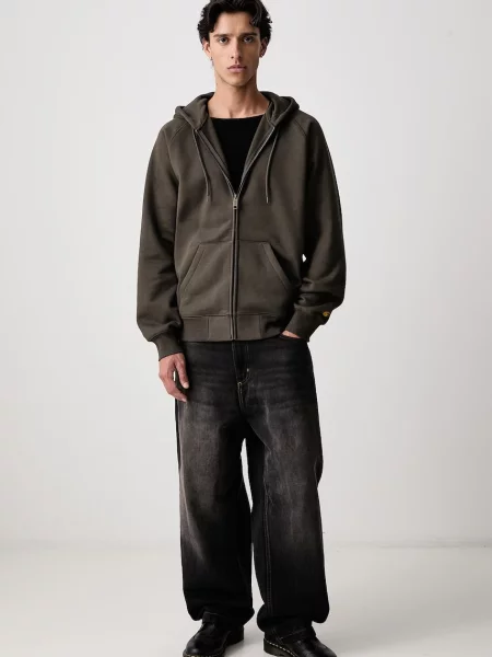 Carhartt WIP Chase кофта на застібці з капюшоном з бавовною