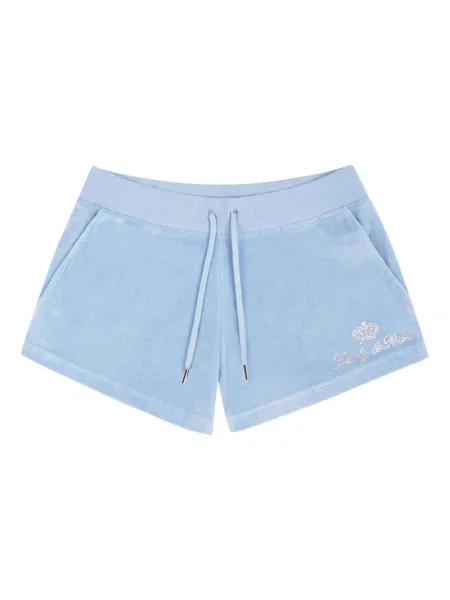 Welurowe krótkie szorty Juicy Couture niebieskie