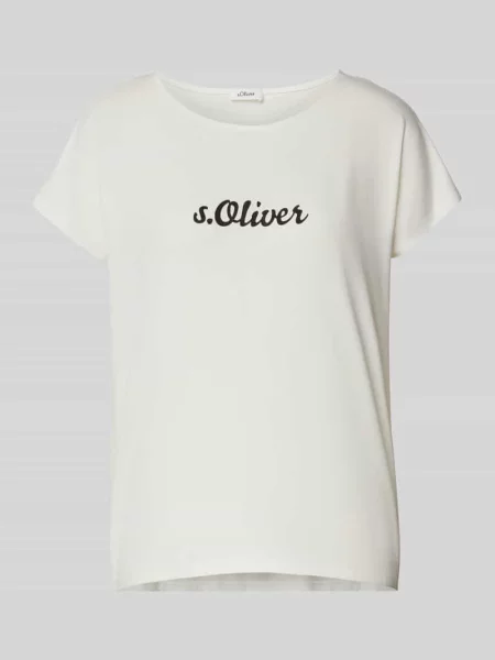 T-shirt o luźnym kroju z obniżonymi ramionami S.oliver Red Label biała