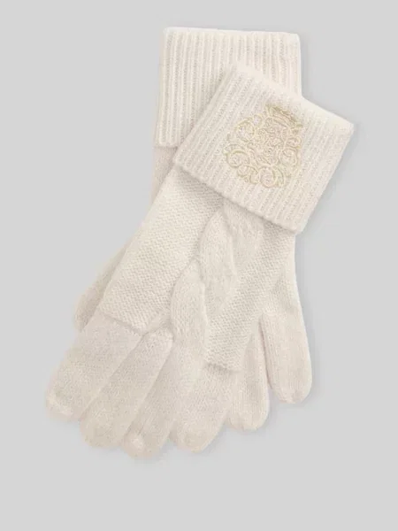 Rękawiczki z patką z mankietem Lauren Ralph Lauren białe
