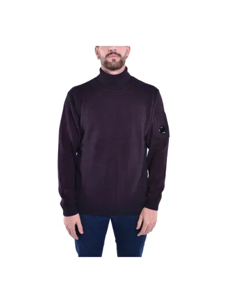 Lniany sweter z golfem C.p. Company fioletowy