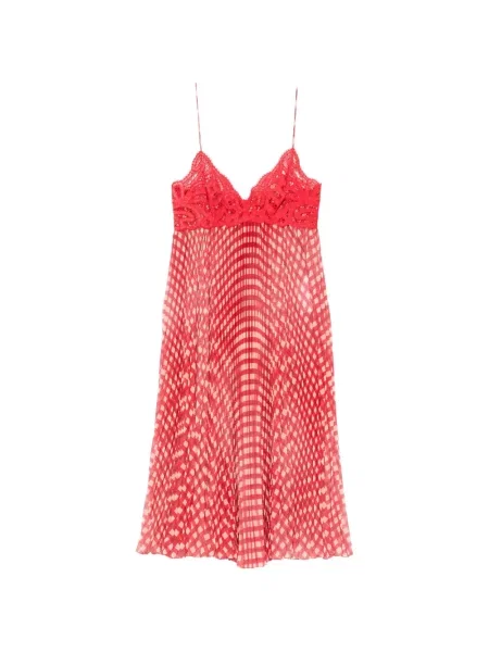 Rochie midi Ermanno Scervino în carouri din dantelă roșu