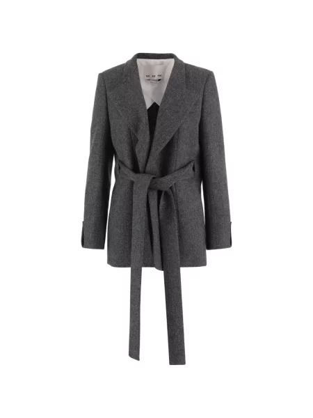 Cu centură geacă Sa Su Phi cu model herringbone gri